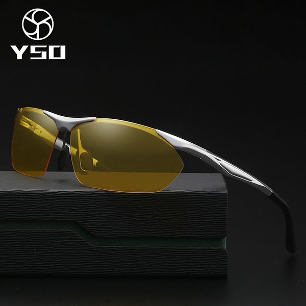 

yso night vision glasses men aluminium magnesium frame polarized night vision goggles for car driving fishing anti glare 8546, White;black