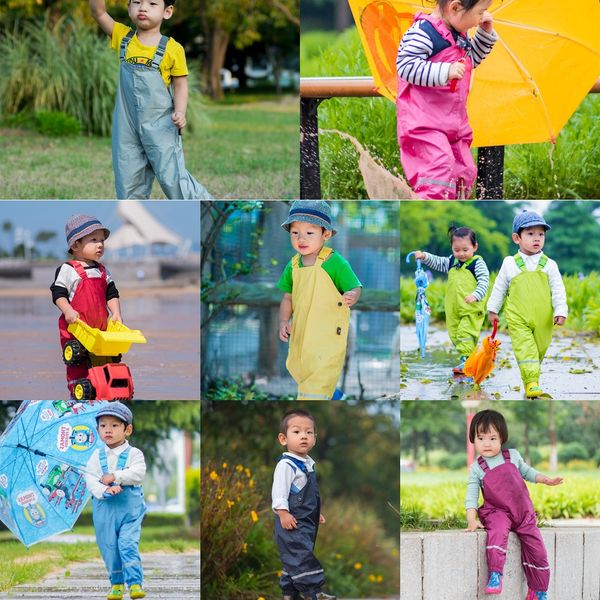 

nwrmt children's rain pants boys' and babies' jumpsuit raincoat kindergarten children's anti-dirt body clothes body clot, Black