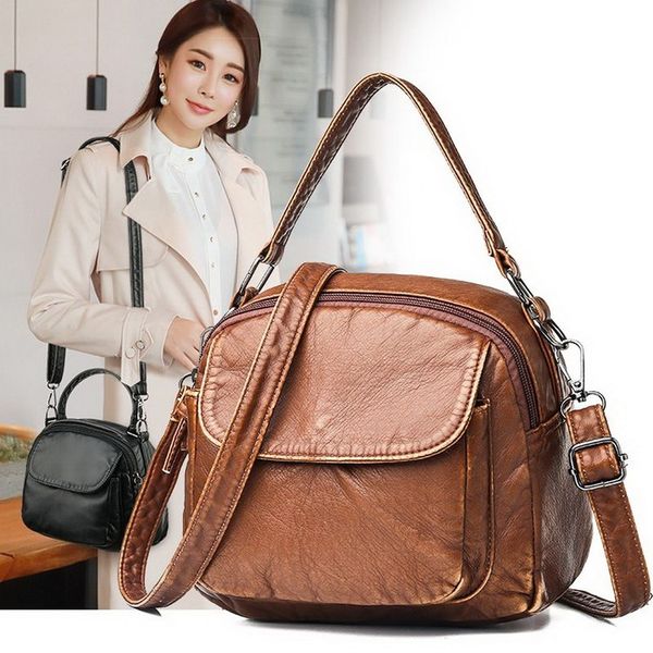 

fashion for luxury handbags women bags designer 2020 crossbody pu leather black soft washed messenger flap bag