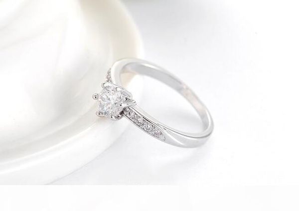 

k обручальное кольцо классический дизайн real платиновым покрытием 6 сохатый 0 .5ct имитация алмазный promise кольца для женщин freeshipping, Silver