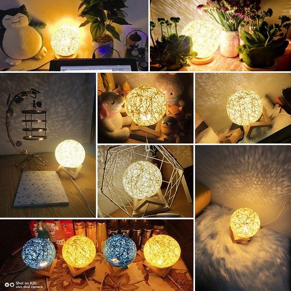 

ins night light girls heart desk lamp bedroom bedside plug-in moon rattan ball starry projection creative romantic dream
