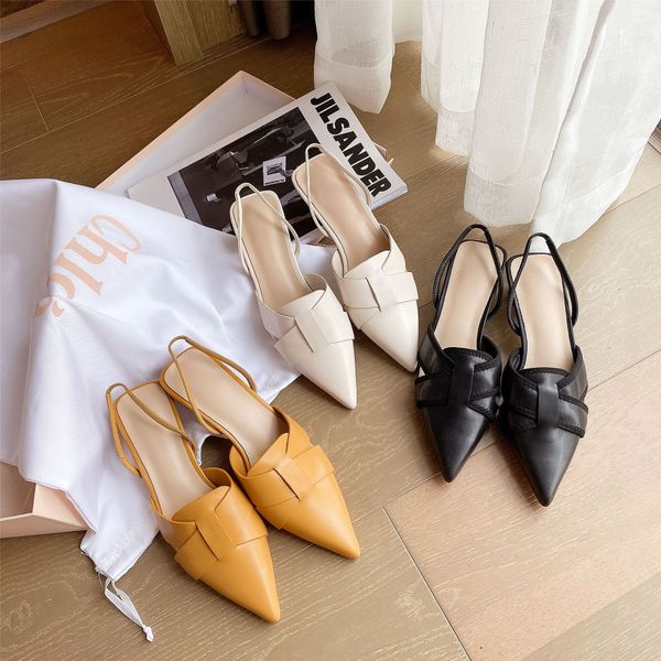 

popular models small ck european version of the new sandals 2020 summer first layer leather pointed kitten with baotou comfortable and versa, Black;red