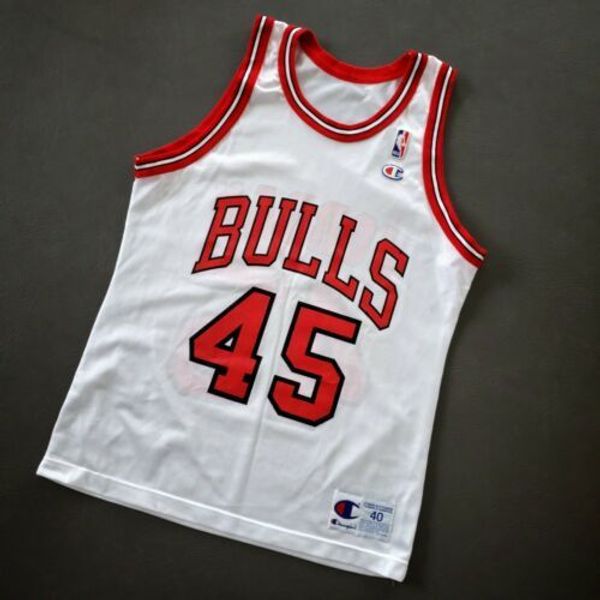 

100% stitched michael jor dan vintage champion chi 45 jersey size xs-5xl 40 s  mens throwbacks basketball jerseys, Gray