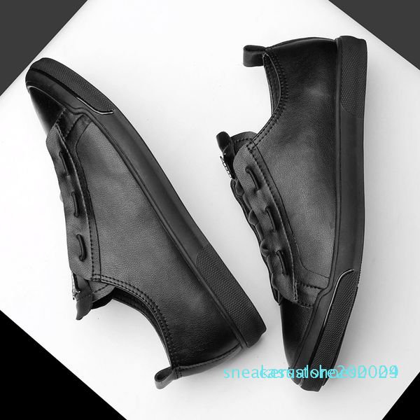 

12019 новых мужская обувь случайных натуральной кожи мужские белые черные плоские кроссовок зашнуровать ботинки человека хороших ботинки пла, Black