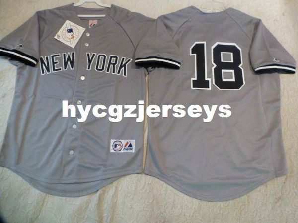 

baseball ny scott brosius #18 sewn shirt jersey gray new mens stitched jerseys big and tall size xs-6xl for sale