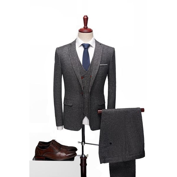 

classic grey black red suit men designer slim fit mens wedding suits 3 piece business office formal dress suit