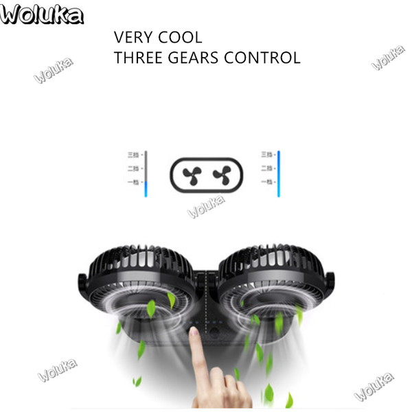 

car fan 12v24v dual head usb small fan large truck with air conditioning cooling car internal strength cd50 q06