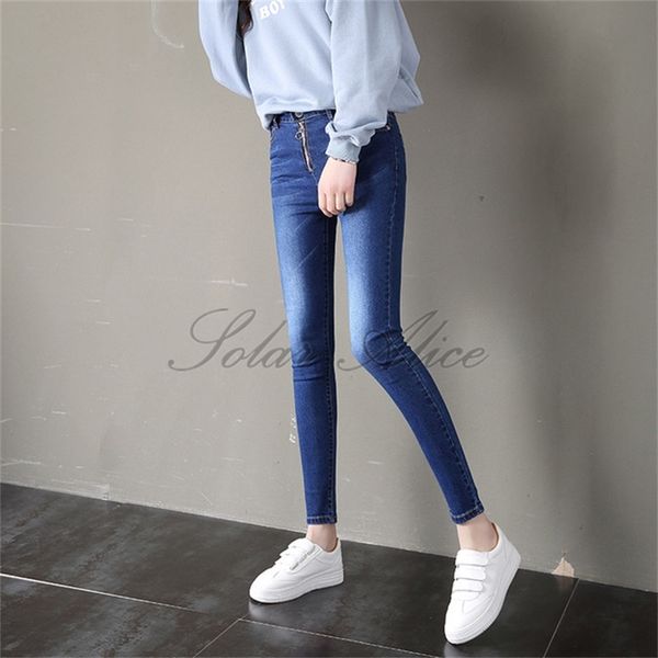 

women's jeans spring/summer 2021 ankle length slim pencil pants, Blue