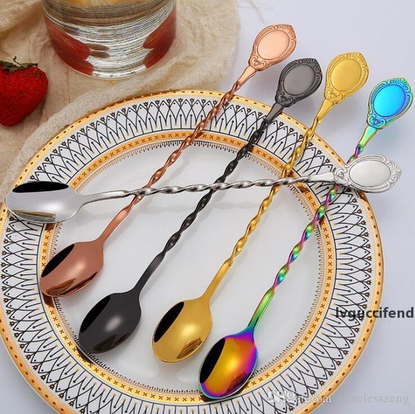 

304 stainless steel mixing cocktail spoon creative spiral long handle bar stir spoon bartender bar tools ing