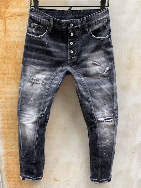 

wholesale luxury fashion mens designer jeans luxury fashion brand ripped hole bleached tie dye vintage denim hip hop rock motorcycle jeans, Blue