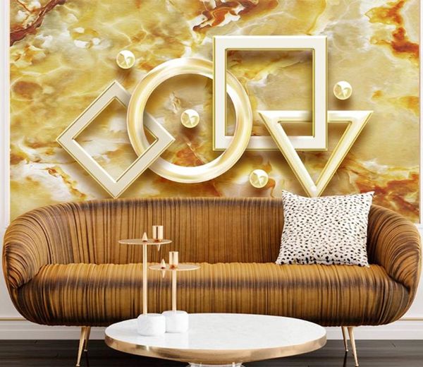 

custom 3d wall murals wallpaper golden flow pattern geometric solids mural painting bedroom living room wall covering home decor