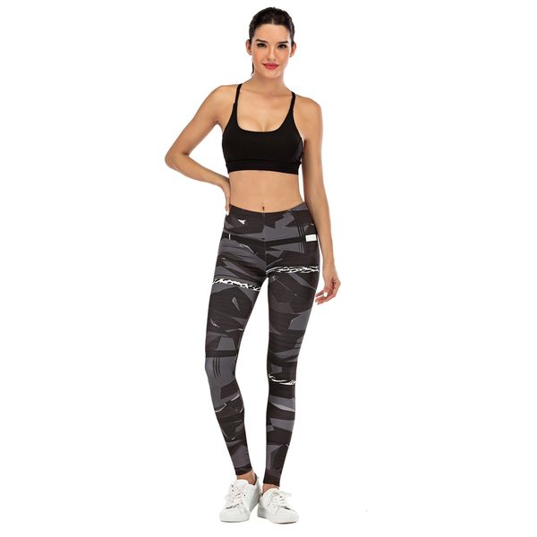 

fashion woman pants women bodysuit geometric stitching leopard printing fitness legging slim legins stretchy leggings, Black