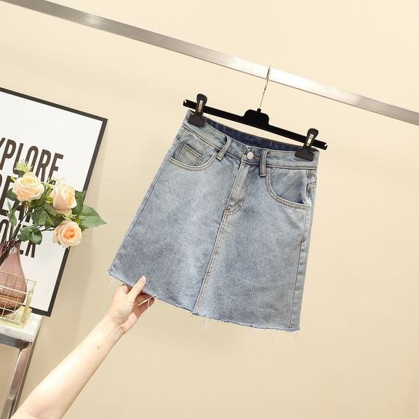 

2020 лето новый джинсовой женщин корейский стиль мешок хип высокой талии все-матч джинсовой short - линия короткая юбка студент юбка, Black
