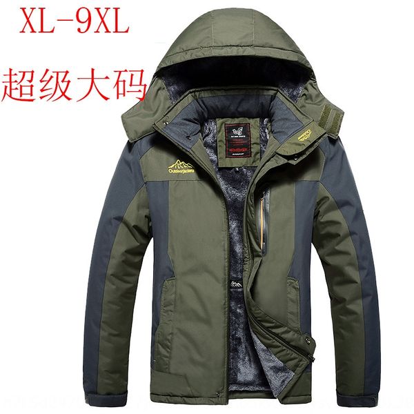 

hxgbx winter outdoor windproof waterproof fat plus size warm jacket mountaineering clothes plus velvet thickened warm jacket men's larg, Blue;black