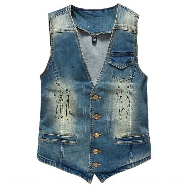 

cool new korean style slim fit casual men's denim men's denim vest with small vest, Black;white