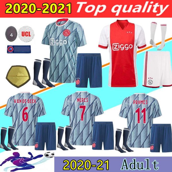 

2020 2021 ajax fc soccer jersey kits 20/21 ajax msterdam neres tadic ziyech camisa futebol promes van de beek football shirt uniforms, Black