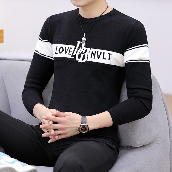 

2020 новый красивый рождественский свитер мужчины длинные рукава вокруг шеи slim fit перемычки мода мужской пуловеры держите теплый тянуть h, White;black