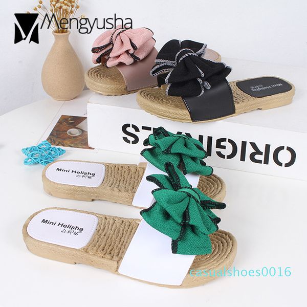 

3a candy color bow sandals women famous designer slippers double layer bowtie terlik platform sandalias flat heel flip flops c685 c16, Black