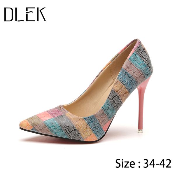 

europe and the united states 2020 spring and autumn heeled shoes woman gradient plaid stiletto high heels fashion single shoes, Black