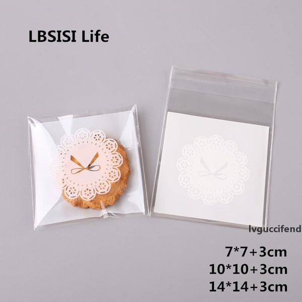 

lbsisi life 100/200pcs lace flower chocolate gift biscuits candy beans cookie handmade self adhesive packing bags