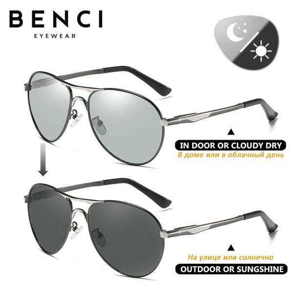 

sunglasses benci pochromic men polarized chameleon glasses male change color sun hd day night vision driving eyewear, White;black