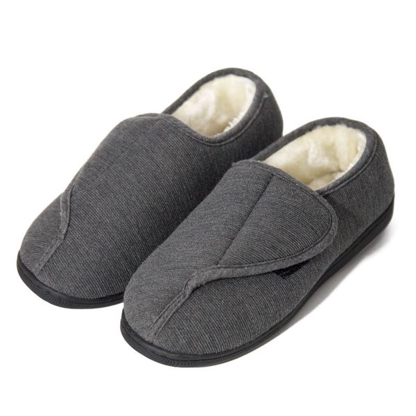 

spot feet edema wide feet fat men and women adjustable autumn and winter diabetes slippers deformation shoes, Black