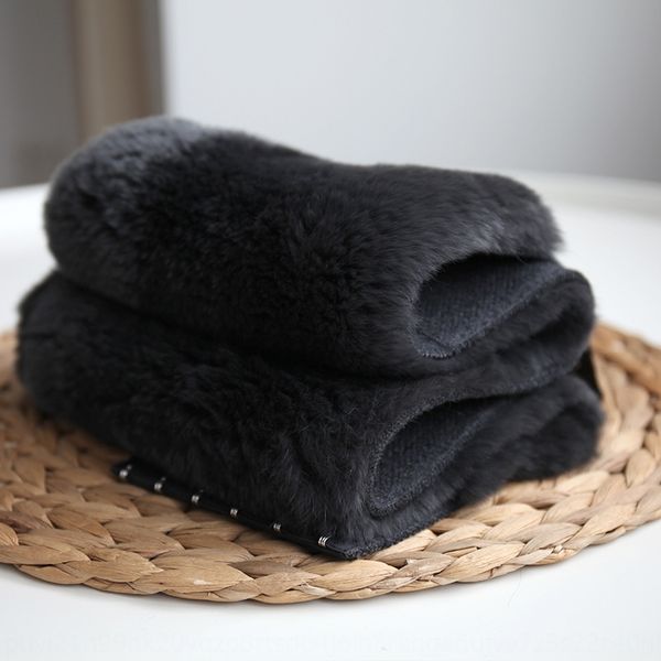 

autumn and winter keep warm rex rabbit fur plus velvet thickened warm palace stomach belt fur belt, Black;gray