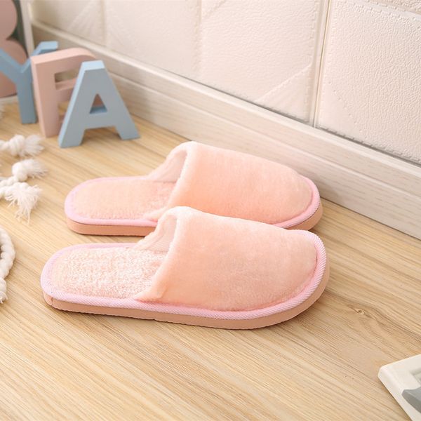 

1 pair women men shoes slippers men warm home plush soft slippers indoors anti-slip winter floor bedroom shoes chaussures femme, Black