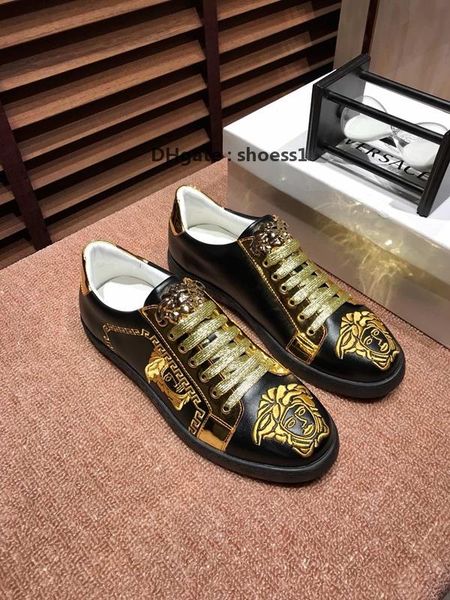 

2021-2020s fashion men 's running shoes luxury casual shoes breathable leather classic sneakers low -party shoes ,size :38 -45, Black