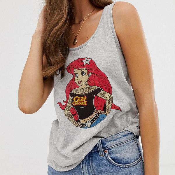 

camisole tank vest bad girl princess print harajuku sleeveless gray female t-shirt casual loose women oversized, White