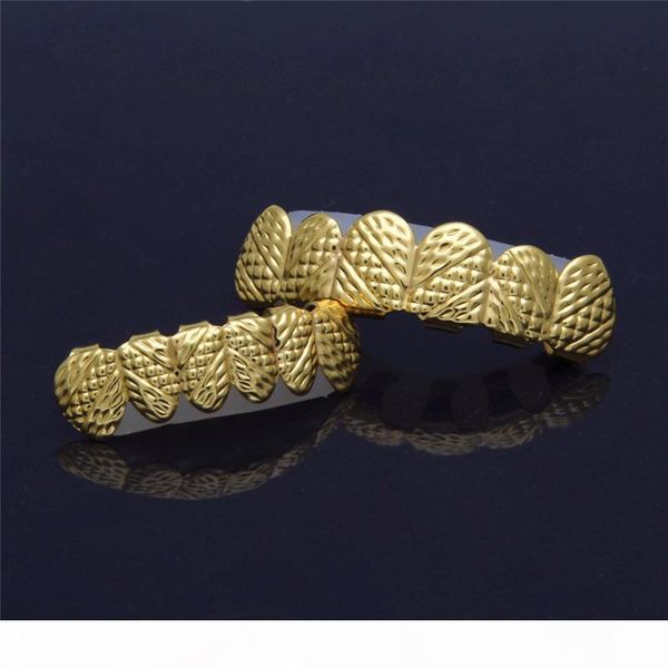 

micro pave cubic zirconia teeth grillz for men women texture hiphop grills halloween gift gold plated cool body jewelry, Black