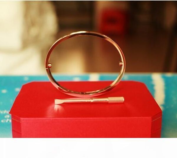 

g titanium steel screw love bracelets bangles for women men screwdriver bangle femme with 4 crystal pulseira feminina masculina fashion, Golden;silver