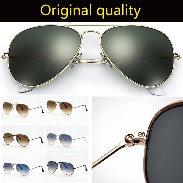 

designer g15 glass lenses apilot 3025 58mm sunglasses aviation pilot sun glasses for men women oraginal accessories, White;black
