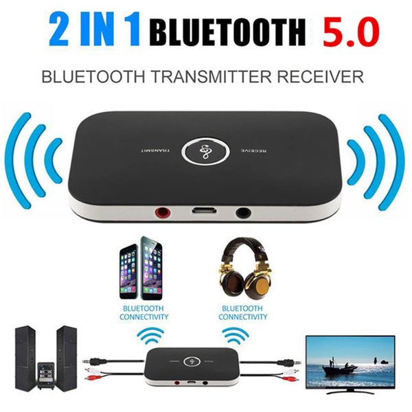 Atualizar B6 Bluetooth 5.0 transmissor receptor sem fio adaptador de áudio para PC TV Headphone Car 3,5 milímetros 3,5 AUX Receptor de música Sender