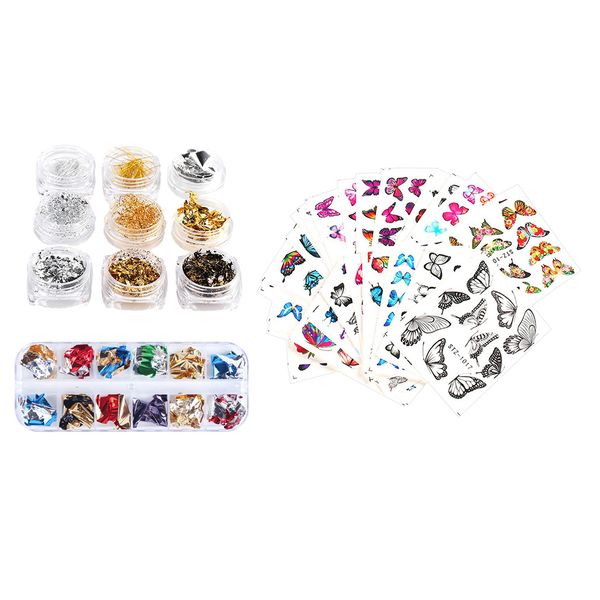 

diy nail paillettes tinsel 3d butterfly stickers nails art design accessory