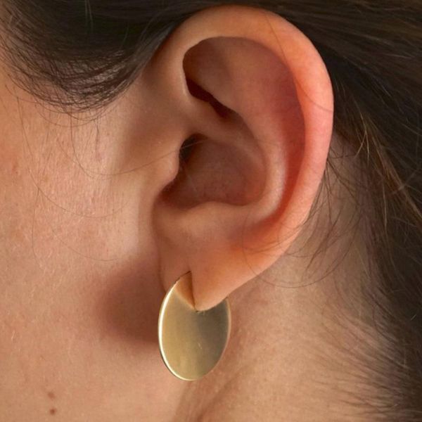 

silver gold exaggerated punk rock fashion metal large circle stud earrings statement geometric flat big large round stud earrings for women, Golden;silver
