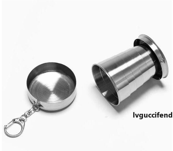 

price 100pcs/lot stainless steel cup travel camping folding collapsible cup traveling cup