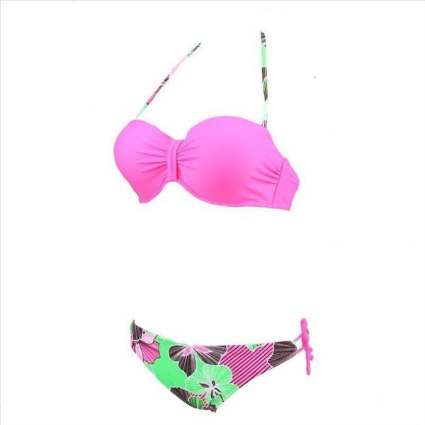 

2020 new womens halter floral push up halter bikini spandex maillot de bain women bathing suit beach wear swimsuit, White;black