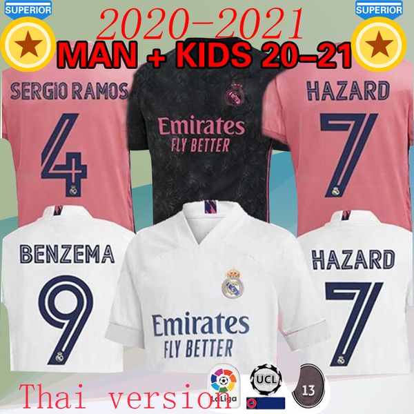 

20 21 real madrid soccer jerseys hazard jovic benzema camiseta de futbol 2020 2021 vinicius rodrygo modric football shirt, Black;yellow