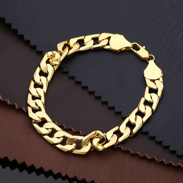

fashion 10mm width gold silver color chain bracelet mens women hip hop cuban braclet rock jewery pulseira, Black