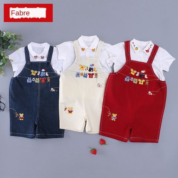 

miki street fashion children's fashion cartoon embroidered rack men women work clothes embroidery work clothes children's overalls, Blue