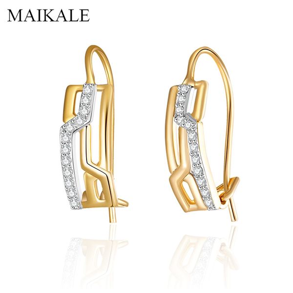 

maikale fashion design charm geometric cz stud earrings for women gold cubic zirconia fine jewelry female birthday gifts, Golden;silver