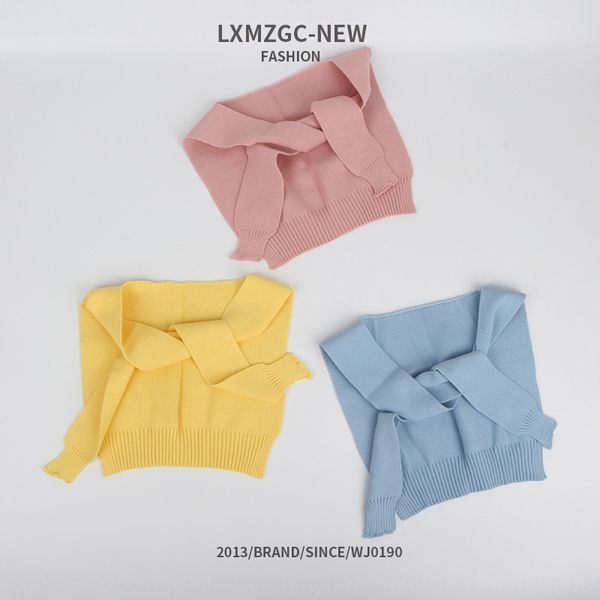 

детский новый шарф корейский стиль все-матч cape вязаный шарф платок shawlshawl ребенка шнуровке втулки плеча поддельные воротник, Red;brown