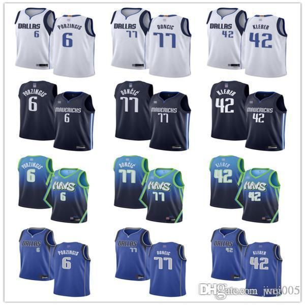 

mens womens youth dallas mavericks 77 luka doncic 6 kristaps porzingis 42 maxi kleber custom basketball jerseys, Black;red