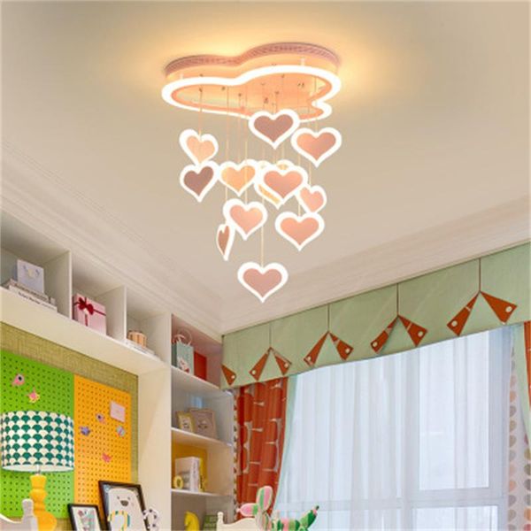 Спальня ceilinglights простого современное сердцевидная люстра творческое детская комната кулон девушка светодиодные потолочный светильник чистой красная девушка освещение