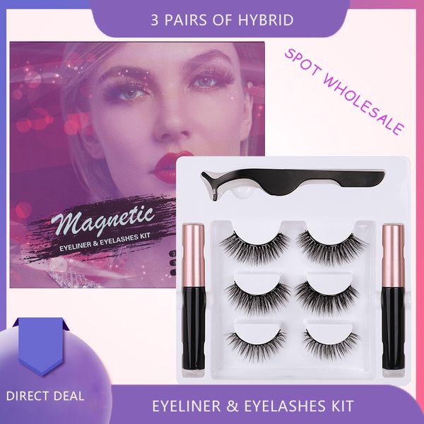 

magnetic eyeliner & magnetic false eyelashes eyelash tweezers magnet adsorption 3 pairs of hybrid bright eyes long dramatic 15mm mink lashes