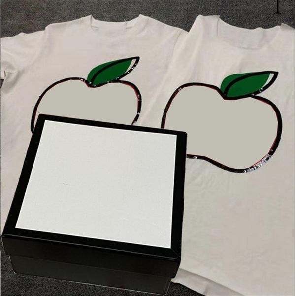 

mens tee shirt casual 20ss summer short sleeve red apple print sequins t-shirt fashion t shirt clothing08, White;black