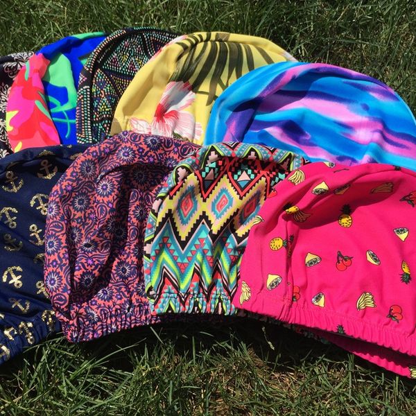 

cloth cap children's universal stretch lycra flower swimming cap spring swimming pool