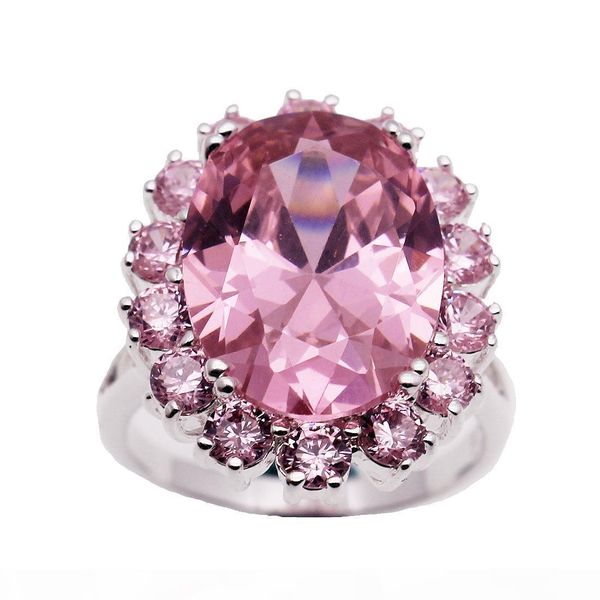 

обручальное кольцо стерлингового серебра 925 wedding розовый топаз кунсайт gemstone кристалл искорка оптовой размер бесплатная доставка коль, Silver