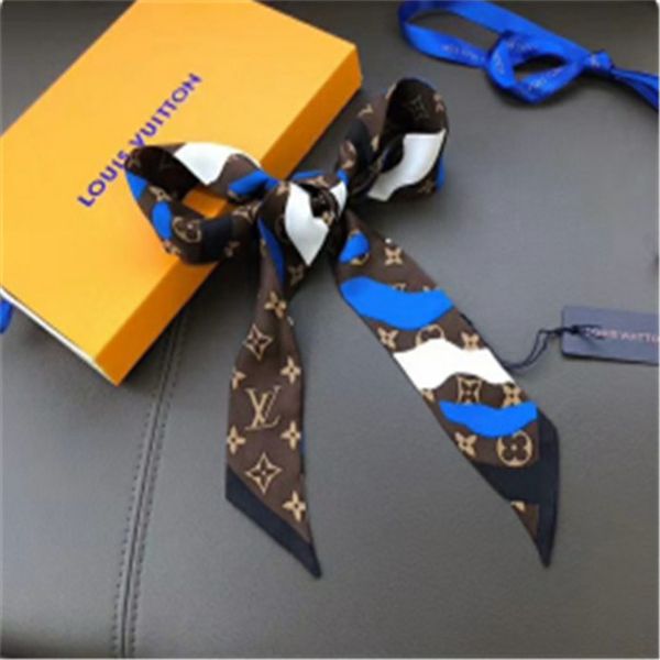 

2 colors 005 high-end woman fashion designs tied bag scarf ladies small bow ribbon headscarf silk scarves wrap, Blue;gray